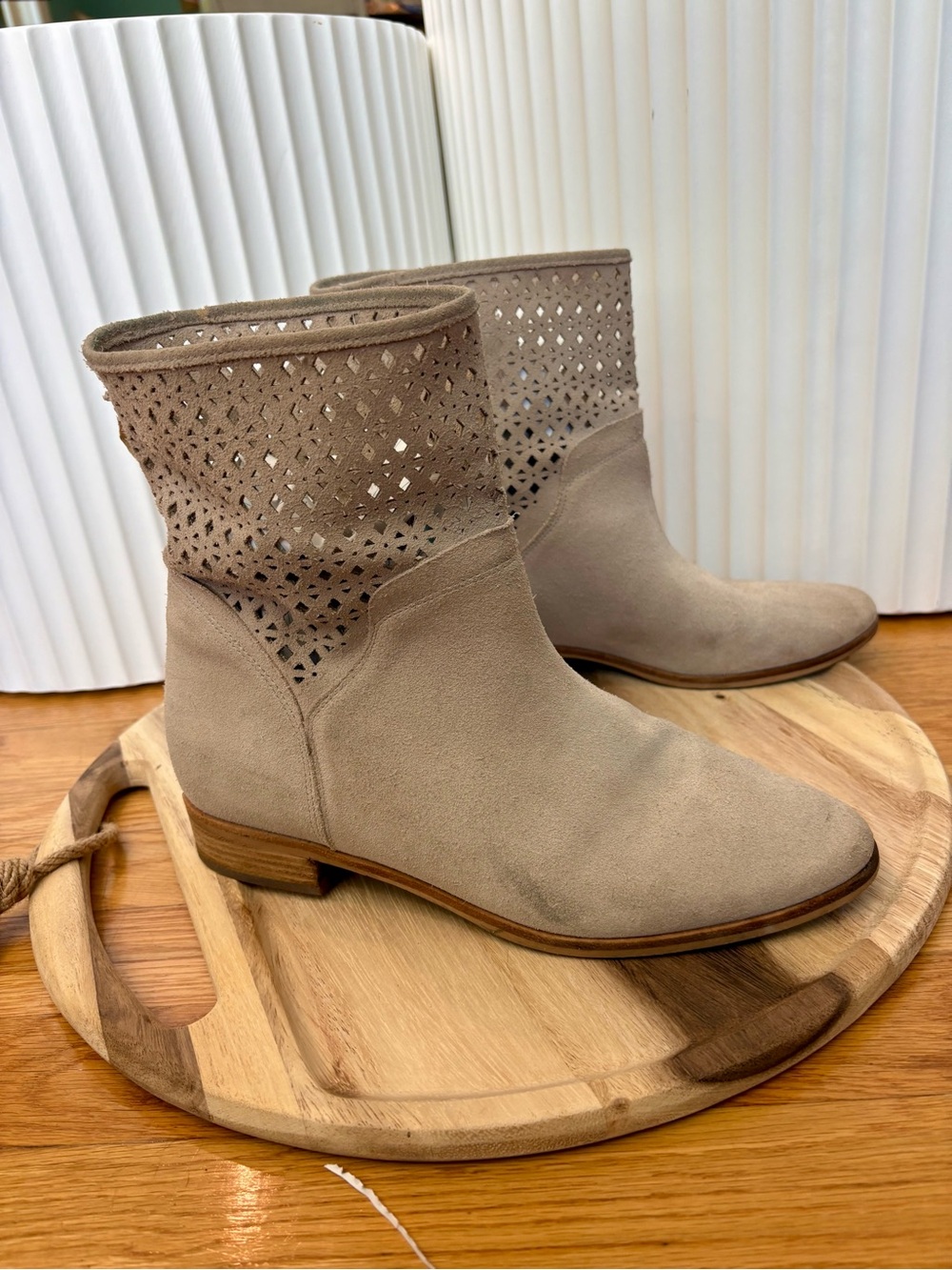 Michael Kors Women’s Neutral Suede Perforated Ankle Boots 9.5